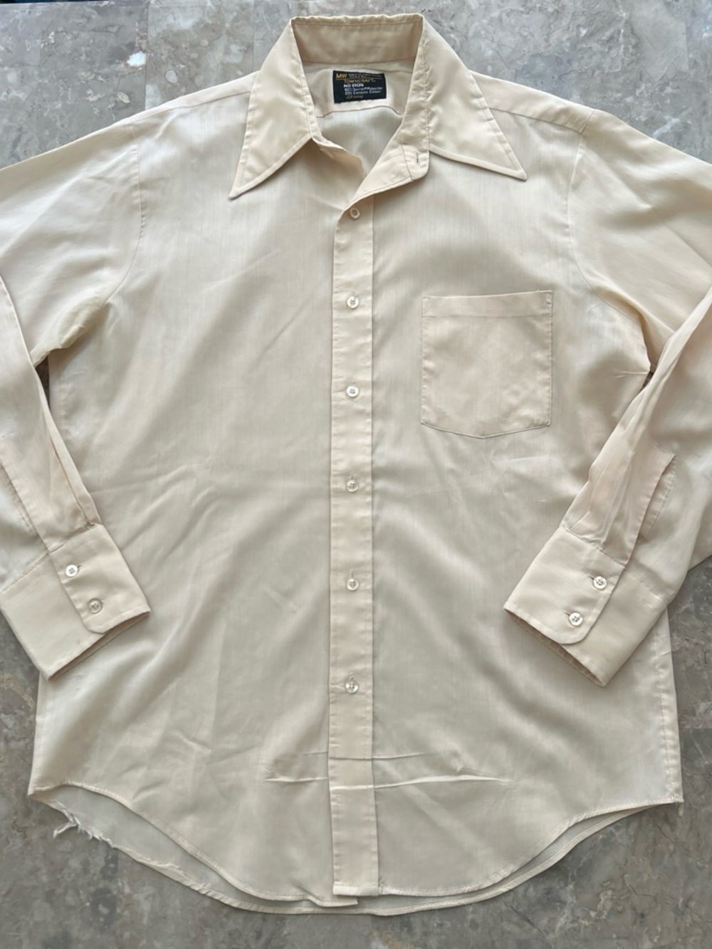 Vintage 1970s Towncraft JC Penney Shirt L Cream Dacron Polyester Button Up